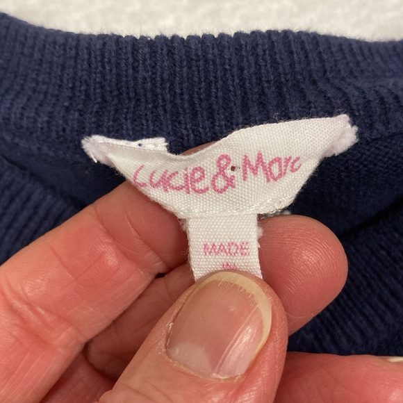 Lucie & Marc navy blue bunny rabbit button down cardigan girls size 6 - Picture 8 of 10